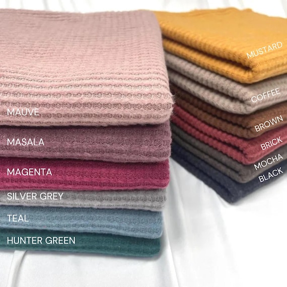 Waffle Knit Fabric, Soft Brush Poly Blend by the Yard or Half