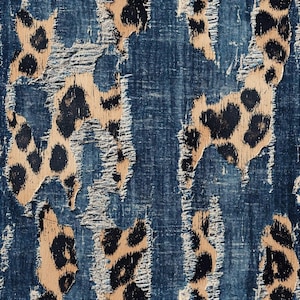 Denim Fabric, 60-Inch Animal Print Yardage With Woven Texture