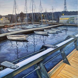 Oil painting &quot;Azovstal sea station&quot;