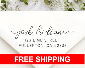 Personalized Custom Name Returned Address Wedding Gift Thank You Card Handle Mounted Rubber Stamp OR Pre-inked Stamp RE729