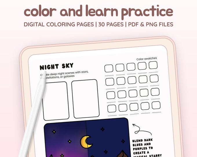 Coloring Practice 30 Digital Pages Book, Printable Instant Digital ...