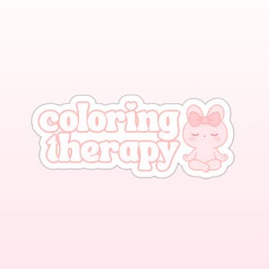 Sticker kleurtherapie – sticker schattig esthetisch konijntje – kawaii roze konijn mat sticker voor planners, tijdschriften of Kindle, waterfles