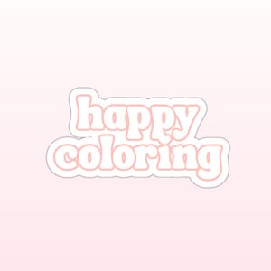 Happy Coloring-sticker – schattige gestanste roze sticker voor planners en notitieboeken – kawaii roze konijn mat sticker voor tijdschriften