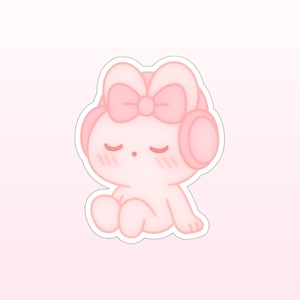 Sticker schattig roze konijntje – kawaii dier mat gestanste sticker voor laptop, planner, Kindle, waterfles – sticker met één teken cadeau