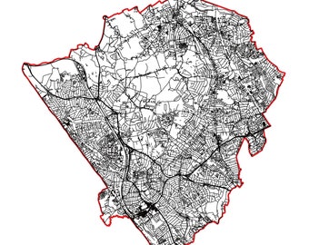 Barnet Map Poster- Premium Print of London Borough- Minimalist Home/Office Décor- Wall Art