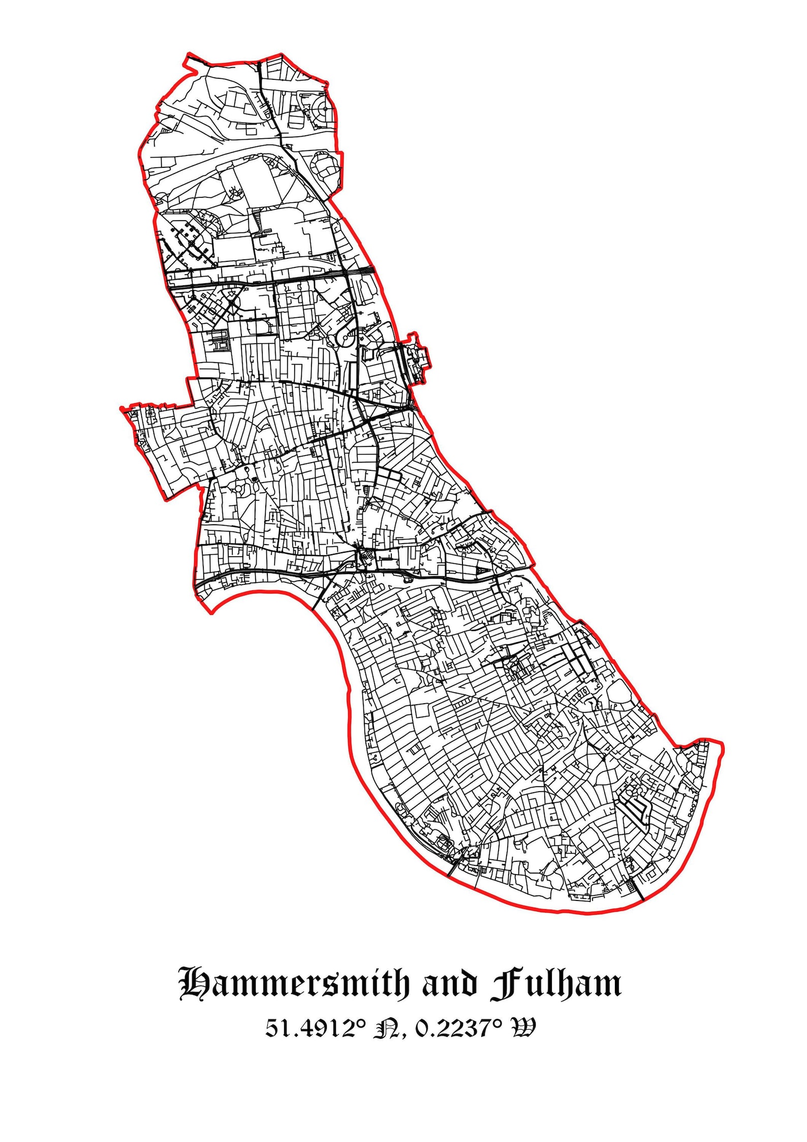 Hammersmith and Fulham Map Poster - Premium Print of London Borough ...