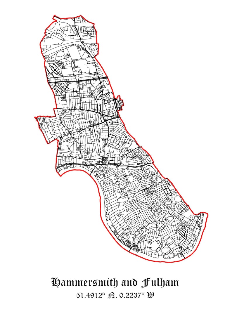 Hammersmith and Fulham Map Poster - Premium Print of London Borough ...