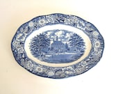 Liberty Blue Staffordshire Ironstone Oval Platter Blue Transferware