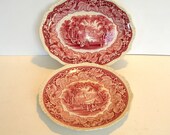 Masons Vista Red Transferware Oval Platter and Plate Set
