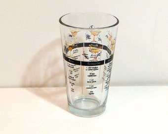 Vintage Cocktail Mixing Glass with Recipes