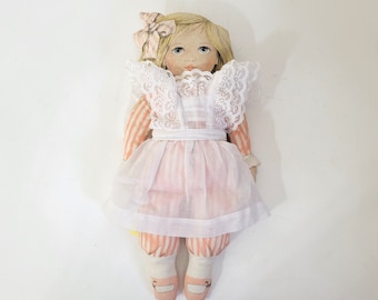 The Toy Works Antique Style Printed Rag Doll 1980s