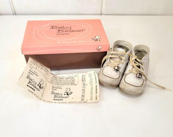 Baby Beaver White Leather Baby Shoes in Original Box