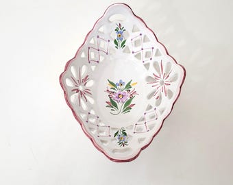 Handpainted Pottery Centerpiece Fruit Bowl Made in Portugal