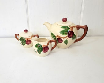 Franciscan Apple Teapot, Sugar and Creamer