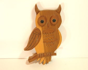 Wooden Owl  Wallhanging Wall Plaque