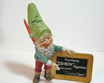 Goebel Co- Boy, Elf With Collectors Sign