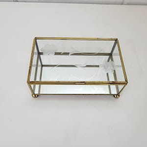 Etched Glass and Brass Trinket Box