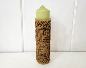 MCM Pillar Candle Molded Renaissance Design Pillar Candle 12"