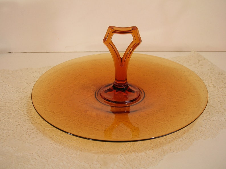 Amber Depression Glass Serving Dish