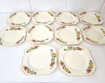 Adams Antiques by Stubbenville Square Floral Plates Set of Ten