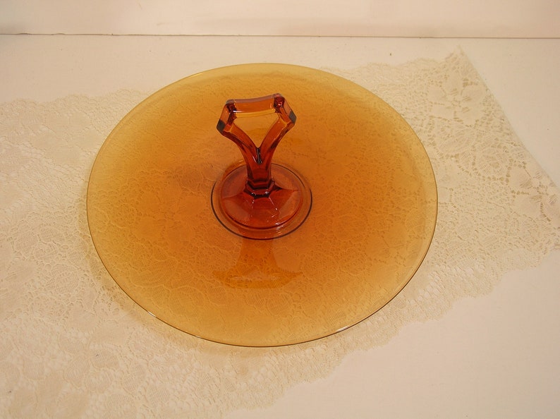 Amber Depression Glass Serving Dish