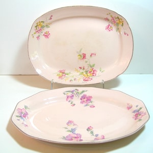 Pink Cottage Style Floral Oval Platters