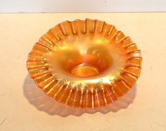 Carnival Glass Marigold Candy Dish Ruffled Edge
