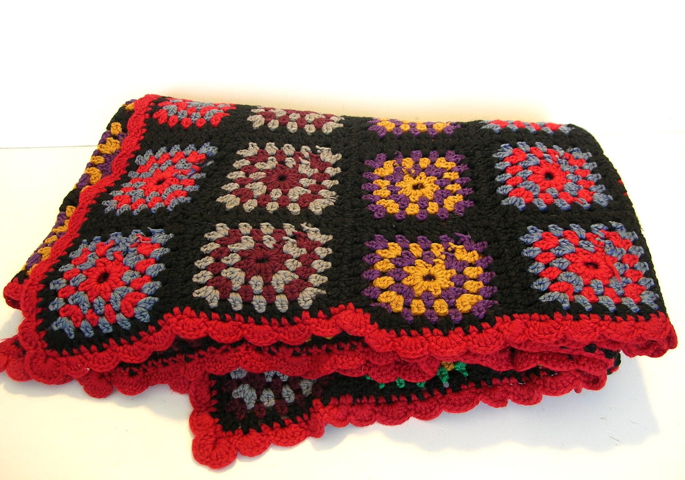 Vintage Laine Grandma Squares Afghan