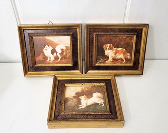 Framed Miniature DogAntique Reproduction Prints, Set of Three