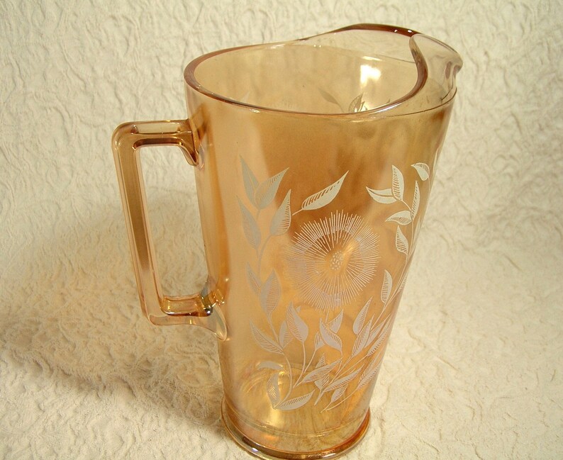 Gold Luster Glass Pitcher Midcentury Etsy