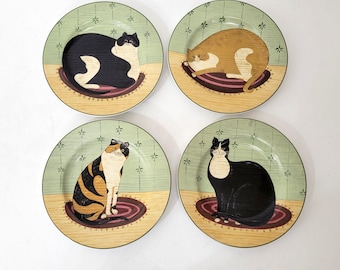 Sakura Warren Kimble Cat Collection Plates Set of Four