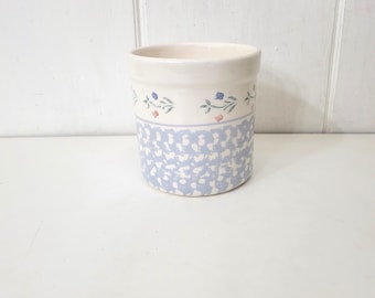 Sponge Painted Pottery Crock Utensil Holder