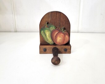 Hand Painted Wood Peg Hook With Vegetables