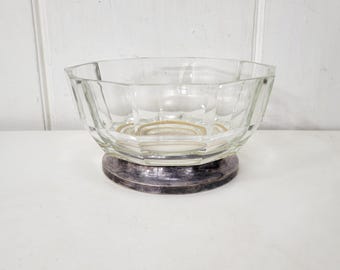 Crystal Centerpiece Bowl with Silver Plated Base Godinger