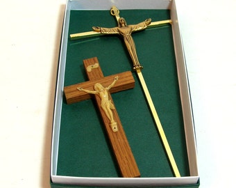 Two Vintage Crucifixes Catholic Christian Crosses