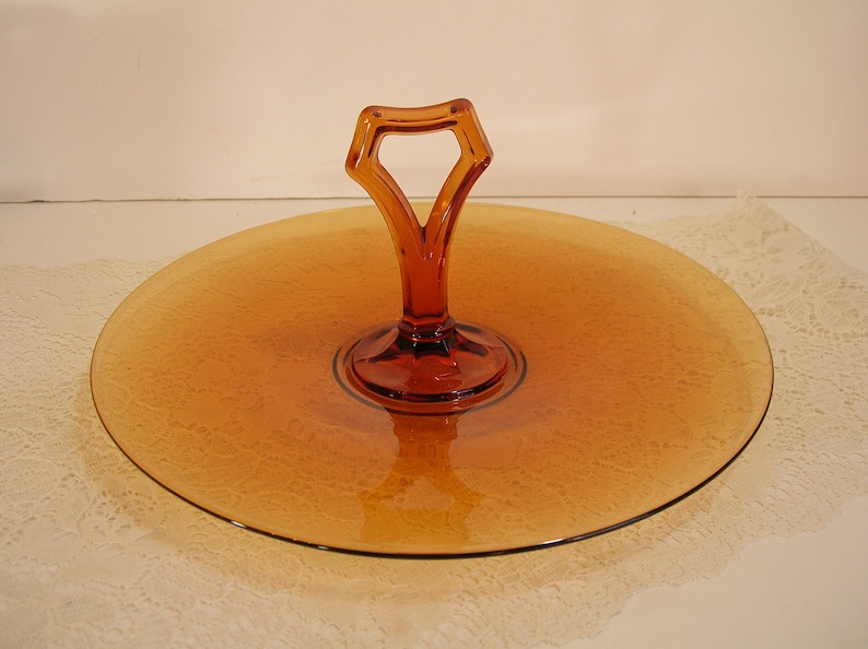 Amber Depression Glass Serving Dish