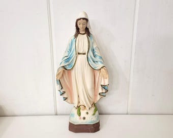 Antique Virgin Mary Statue French Chalkware Notre Dame Des Victoires ...