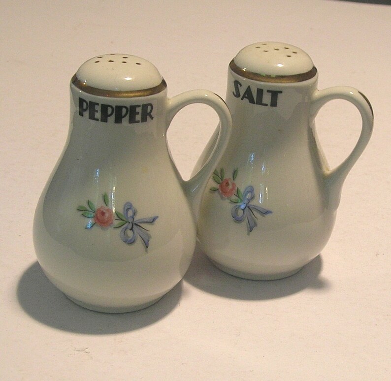 Hall Pottery Salt and Pepper with Pink Roses