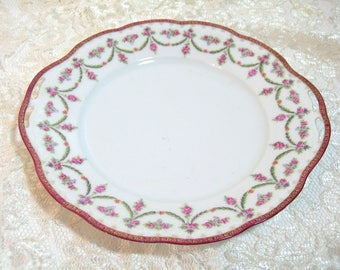 Floral Garland German Porcelain Plate, J & C Senta German Porcelain Plate