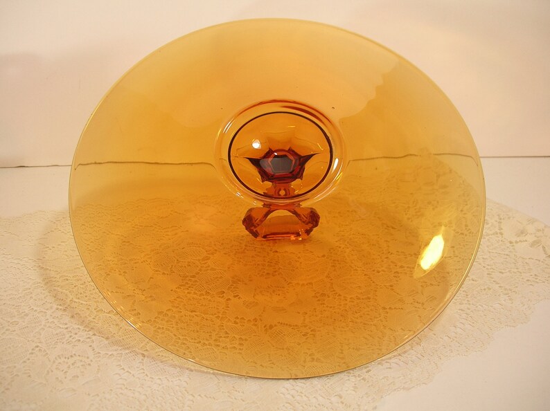 Amber Depression Glass Serving Dish