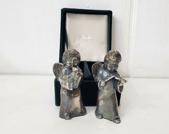 Silver Plate Musician Angels Salt and Pepper Shakers Neiman Marcus