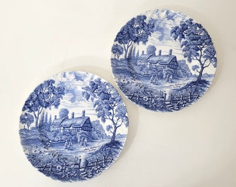 Ann Hathaway's Cottage Shakespeare's Country Royal Essex Ironstone Set of Two Dinner Plates