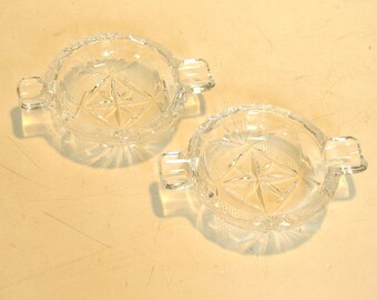 Vintage Crystal Personal Ashtrays Set of Two