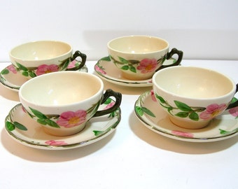 Franciscan Desert Rose Cups And Saucers, Set Of Four