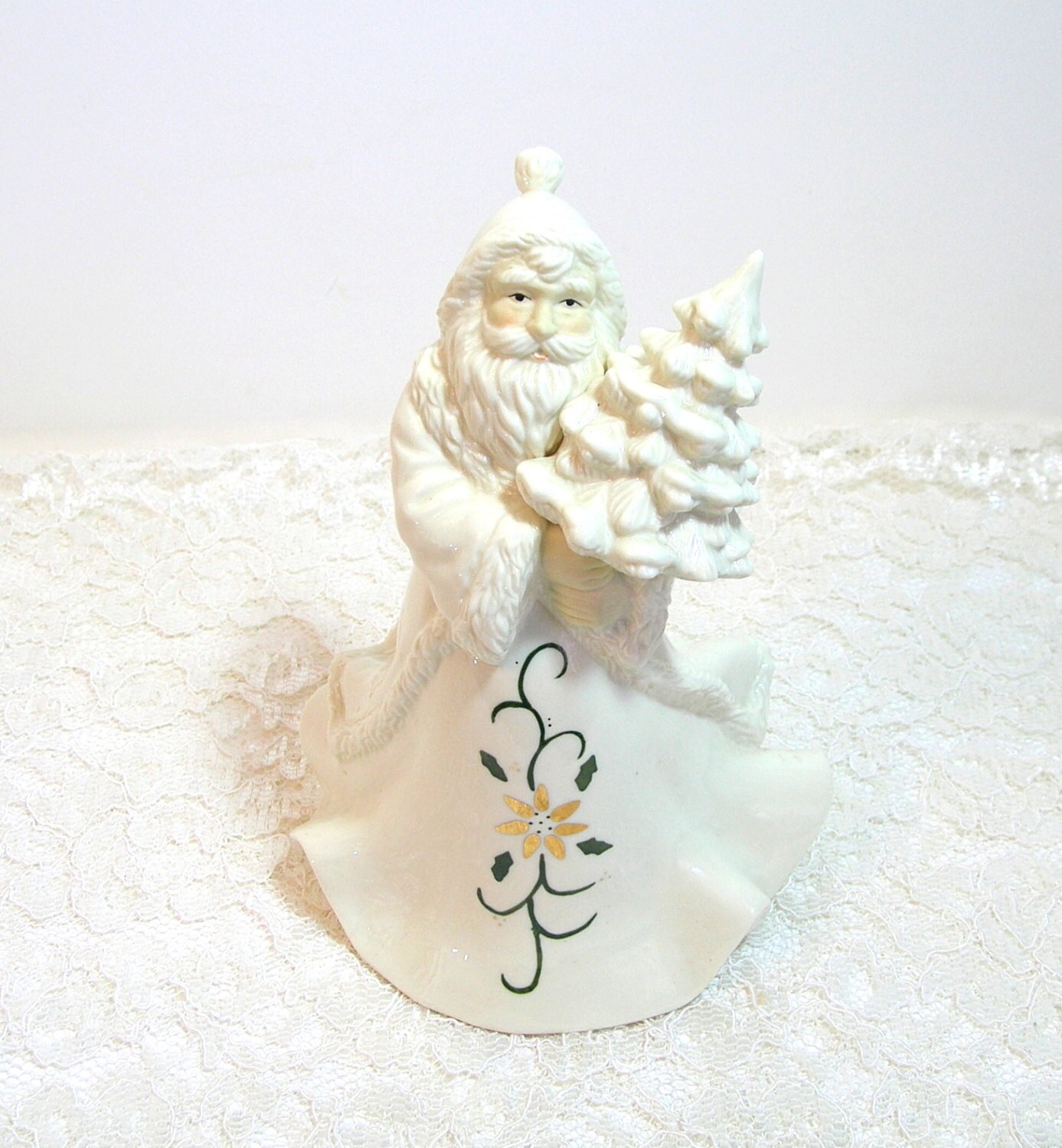 Cream Porcelain Musical Santa Figurine Etsy