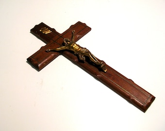 Large Crucifix, Teak and Metal