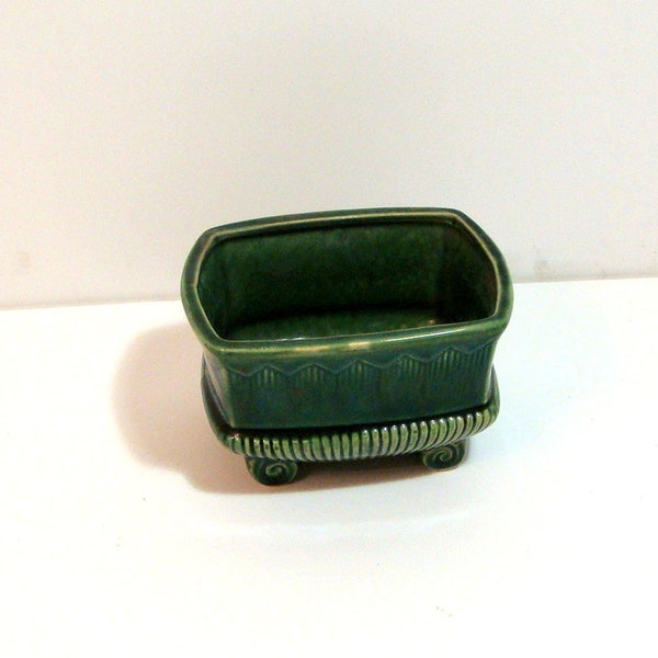 Mid Century Modern Green Stoneware  Planter