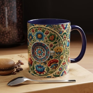 Traditional Turkish Iznik Pottery Inspired Mug  Perfect Gift for Tea and Coffee Lovers