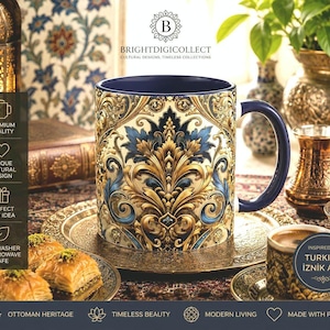 Taza de cerámica tradicional turca de Iznik, un regalo perfecto para los amantes del té y el café.
