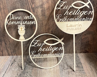 First Communion Cake Topper – 3-Piece SVG Bundle – Digital Files for Laser Cutting – DIY Communion Decoration, Laser Cut